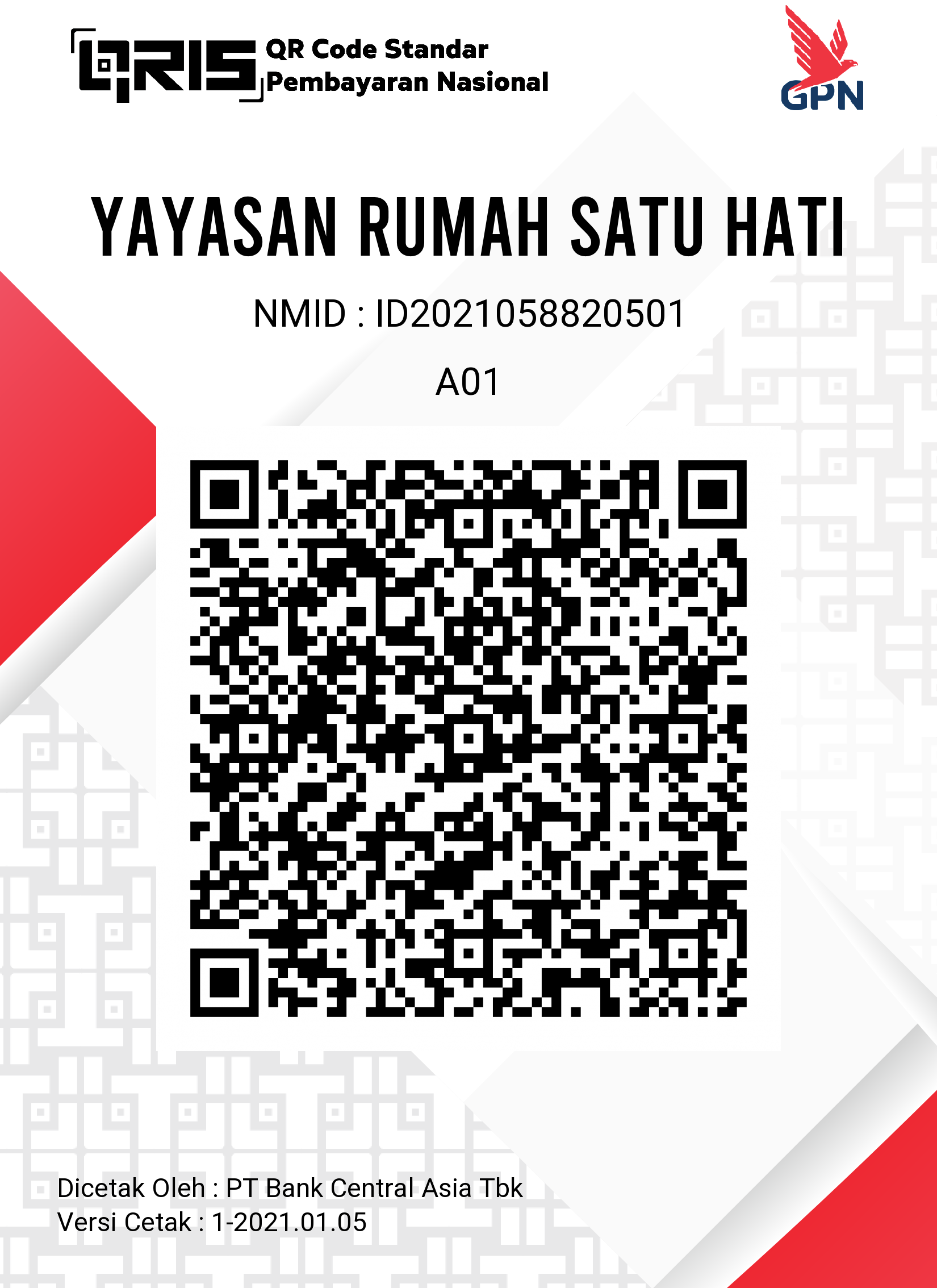 QRIS BCA - Yayasan Rumah Satu Hati